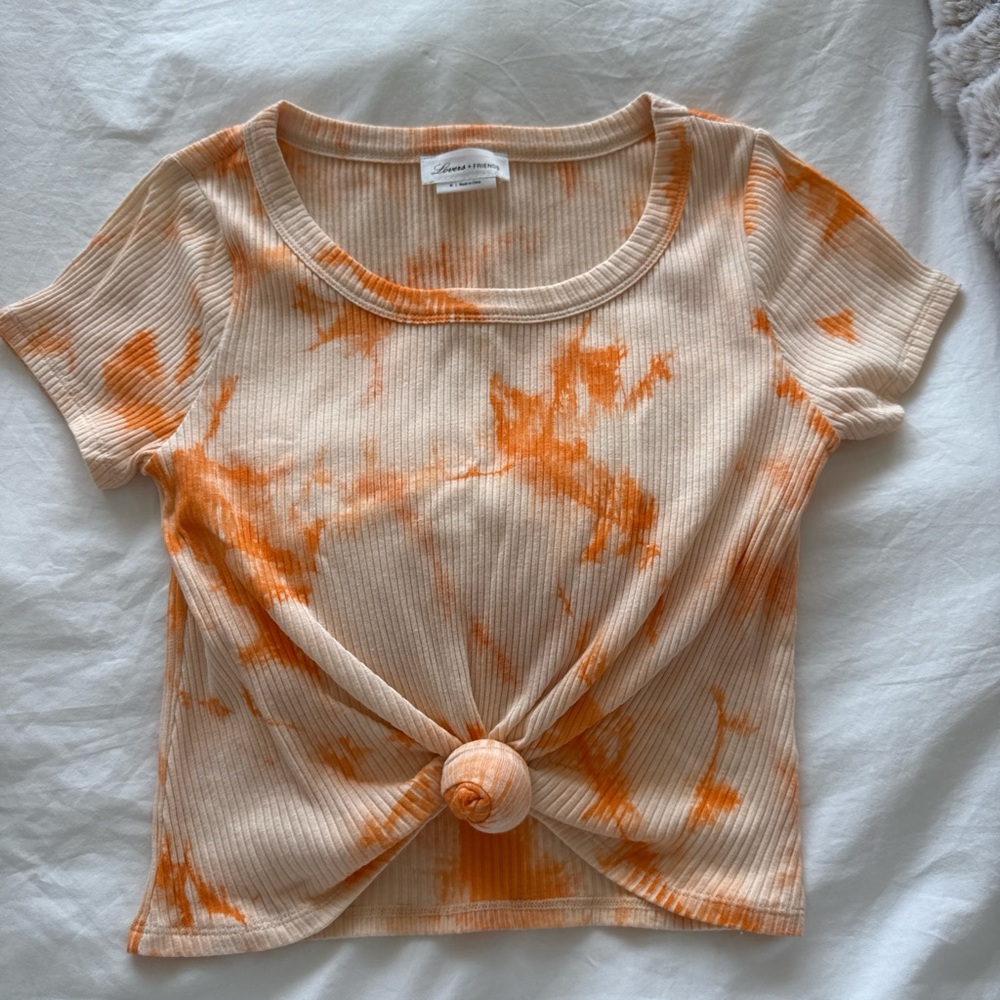 Orange Tie-Dye Knotted Top